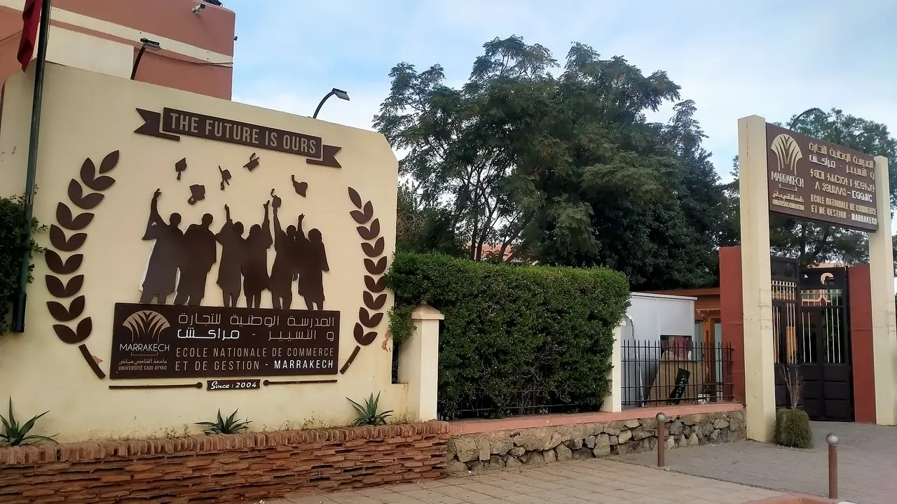 Entrée de l'École nationale de commerce et de gestion (ENCG) de Marrakech, université Cadi Ayyad