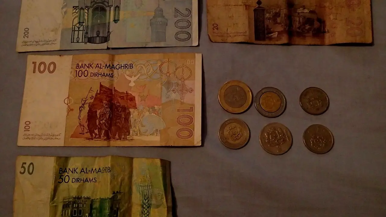Billets et pièces en dirhams marocains